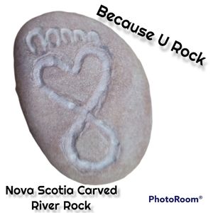 Because U Rock infinity baby foot  Rock Art N.S. River Rock Carving by @sharcra